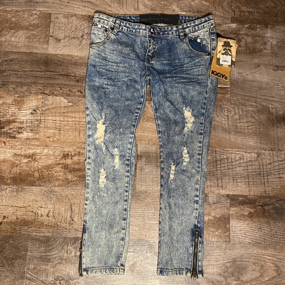 One Teaspoon Denim - NEW One Teaspoon distressed acid wash Pin Up Iggy low waist stretch ankle zip 28